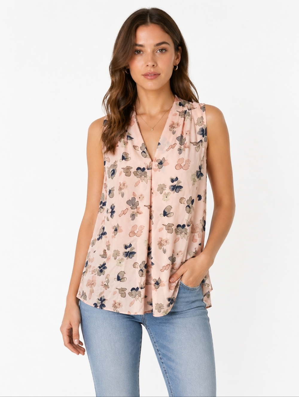 Vince Camuto Pink Floral Blouse with Black Label